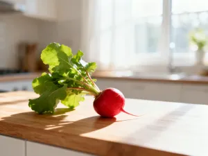 Filiżanka jasnozielonej herbaty matcha z drobną pianką, obok bambusowa miotełka i miseczka z proszkiem, ciepły, przytulny klimat