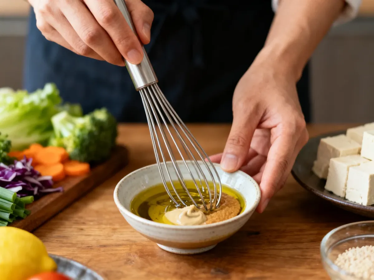 Przygotowywanie kremowego sosu na bazie pasty miso