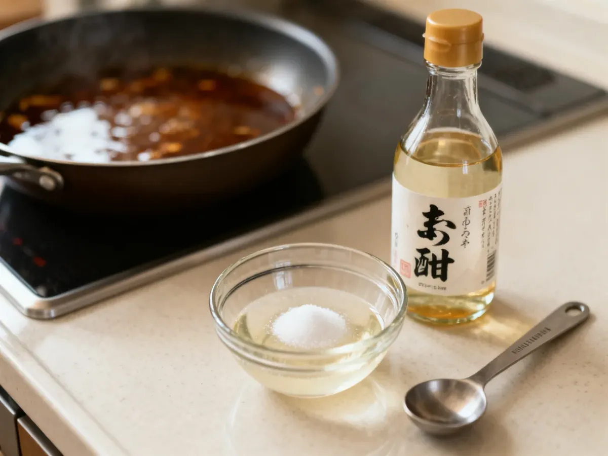 Sake and sugar prepared as a mirin substitute