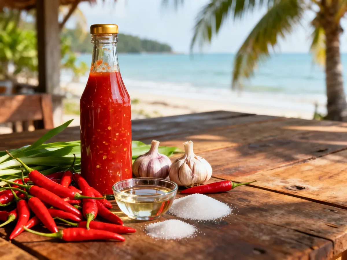 Sos chili w tajskim stylu z papryczkami, czosnkiem i składnikami receptury